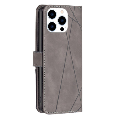 iPhone 16 Pro Wallet Case – Rhombus Texture PU Leather, Magnetic Buckle, Card Slots, Stand Function, Shockproof Protective Cover