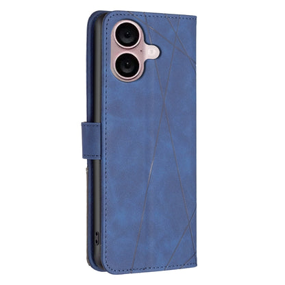iPhone 16 Plus Wallet Case – Rhombus Texture PU Leather, Magnetic Buckle, Card Slots, Stand Function, Shockproof Protective Cover