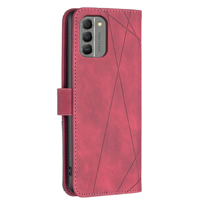 Nokia G310 Wallet Case – Rhombus Texture PU Leather, Magnetic Buckle, Card Slots, Stand Function, Shockproof Protective Cover