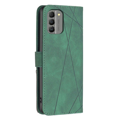 Nokia G310 Wallet Case – Rhombus Texture PU Leather, Magnetic Buckle, Card Slots, Stand Function, Shockproof Protective Cover