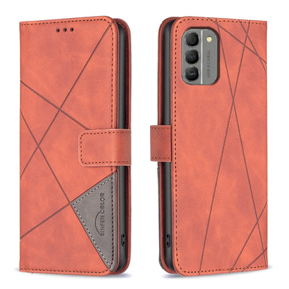 Nokia G310 Wallet Case – Rhombus Texture PU Leather, Magnetic Buckle, Card Slots, Stand Function, Shockproof Protective Cover