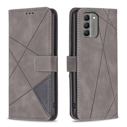 Nokia G310 Wallet Case – Rhombus Texture PU Leather, Magnetic Buckle, Card Slots, Stand Function, Shockproof Protective Cover