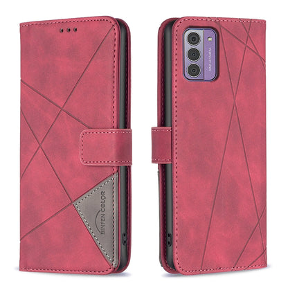 Nokia G42 Wallet Case – Rhombus Texture PU Leather, Magnetic Buckle, Card Slots, Stand Function, Shockproof Protective Cover