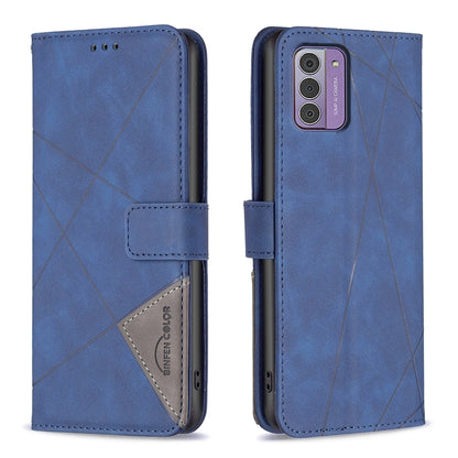 Nokia G42 Wallet Case – Rhombus Texture PU Leather, Magnetic Buckle, Card Slots, Stand Function, Shockproof Protective Cover