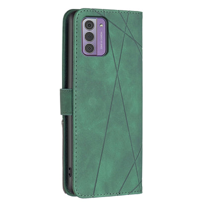 Nokia G42 Wallet Case – Rhombus Texture PU Leather, Magnetic Buckle, Card Slots, Stand Function, Shockproof Protective Cover