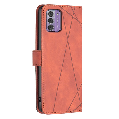 Nokia G42 Wallet Case – Rhombus Texture PU Leather, Magnetic Buckle, Card Slots, Stand Function, Shockproof Protective Cover