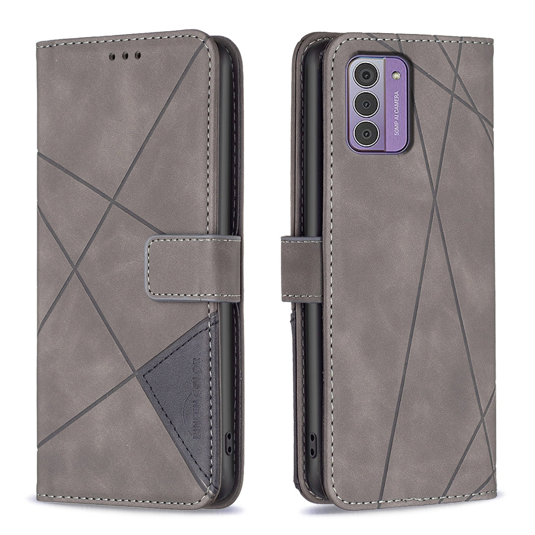 Nokia G42 Wallet Case – Rhombus Texture PU Leather, Magnetic Buckle, Card Slots, Stand Function, Shockproof Protective Cover