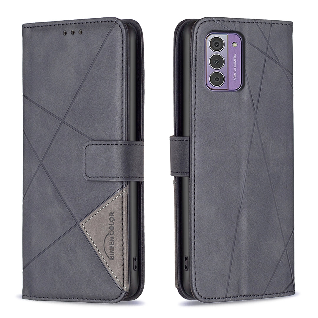 Nokia G42 Wallet Case – Rhombus Texture PU Leather, Magnetic Buckle, Card Slots, Stand Function, Shockproof Protective Cover