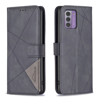 Nokia G42 Wallet Case – Rhombus Texture PU Leather, Magnetic Buckle, Card Slots, Stand Function, Shockproof Protective Cover
