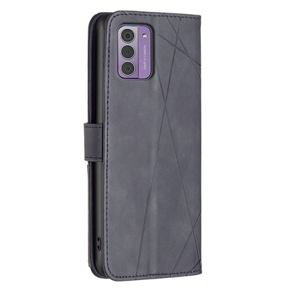 Nokia G42 Wallet Case – Rhombus Texture PU Leather, Magnetic Buckle, Card Slots, Stand Function, Shockproof Protective Cover