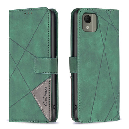 Nokia C110 Wallet Case – Rhombus Texture PU Leather, Magnetic Buckle, Card Slots, Stand Function, Shockproof Protective Cover