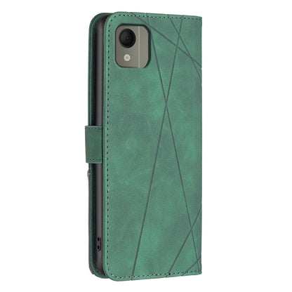 Nokia C110 Wallet Case – Rhombus Texture PU Leather, Magnetic Buckle, Card Slots, Stand Function, Shockproof Protective Cover