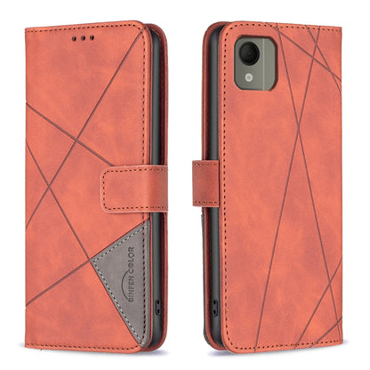 Nokia C110 Wallet Case – Rhombus Texture PU Leather, Magnetic Buckle, Card Slots, Stand Function, Shockproof Protective Cover
