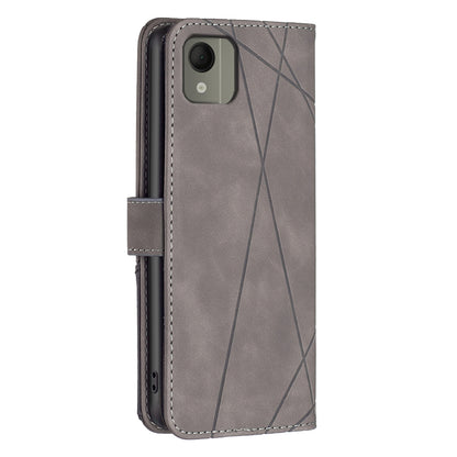 Nokia C110 Wallet Case – Rhombus Texture PU Leather, Magnetic Buckle, Card Slots, Stand Function, Shockproof Protective Cover