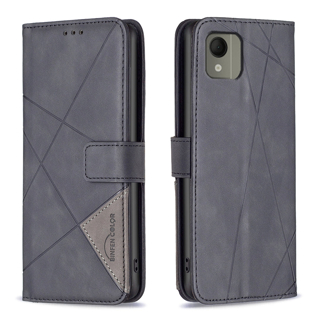 Nokia C110 Wallet Case – Rhombus Texture PU Leather, Magnetic Buckle, Card Slots, Stand Function, Shockproof Protective Cover