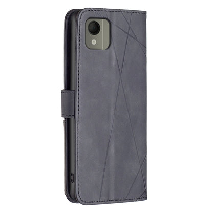 Nokia C110 Wallet Case – Rhombus Texture PU Leather, Magnetic Buckle, Card Slots, Stand Function, Shockproof Protective Cover