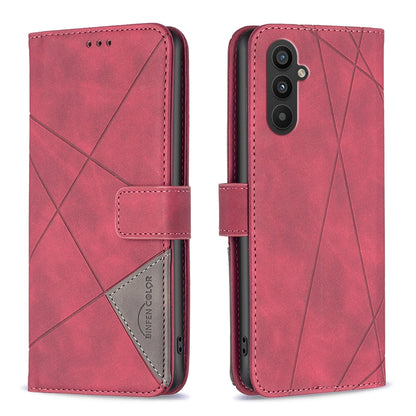 Samsung Galaxy A25 5G Wallet Case – Rhombus Texture PU Leather, Magnetic Buckle, Card Slots, Stand Function, Shockproof Protective Cover