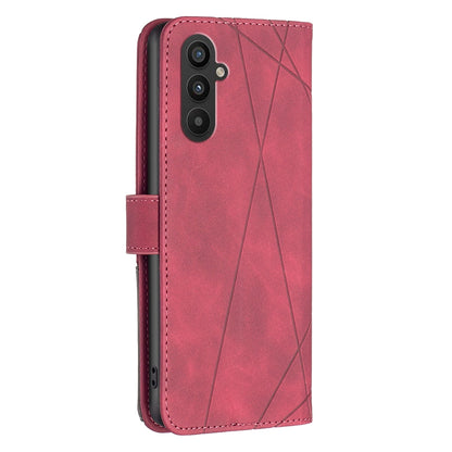 Samsung Galaxy A25 5G Wallet Case – Rhombus Texture PU Leather, Magnetic Buckle, Card Slots, Stand Function, Shockproof Protective Cover