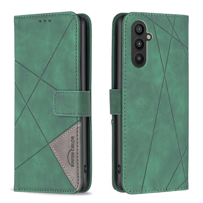 Samsung Galaxy A25 5G Wallet Case – Rhombus Texture PU Leather, Magnetic Buckle, Card Slots, Stand Function, Shockproof Protective Cover