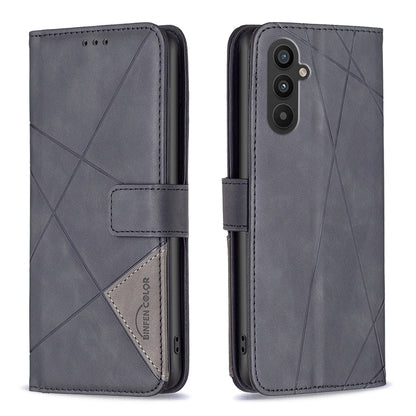 Samsung Galaxy A25 5G Wallet Case – Rhombus Texture PU Leather, Magnetic Buckle, Card Slots, Stand Function, Shockproof Protective Cover