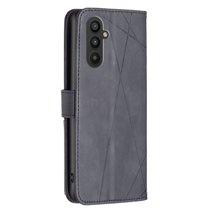 Samsung Galaxy A25 5G Wallet Case – Rhombus Texture PU Leather, Magnetic Buckle, Card Slots, Stand Function, Shockproof Protective Cover