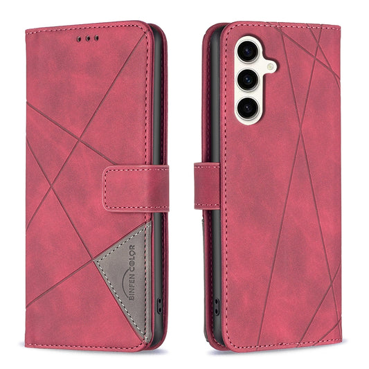 Samsung Galaxy S23 FE 5G Wallet Case – Rhombus Texture PU Leather, Magnetic Buckle, Card Slots, Stand Function, Shockproof Protective Cover