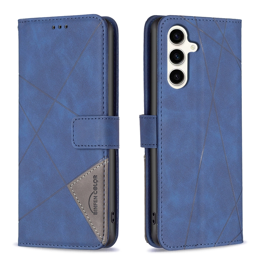 Samsung Galaxy S23 FE 5G Wallet Case – Rhombus Texture PU Leather, Magnetic Buckle, Card Slots, Stand Function, Shockproof Protective Cover
