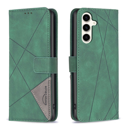 Samsung Galaxy S23 FE 5G Wallet Case – Rhombus Texture PU Leather, Magnetic Buckle, Card Slots, Stand Function, Shockproof Protective Cover