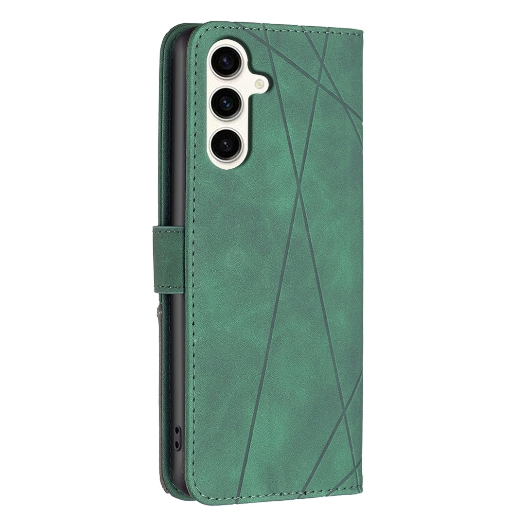 Samsung Galaxy S23 FE 5G Wallet Case – Rhombus Texture PU Leather, Magnetic Buckle, Card Slots, Stand Function, Shockproof Protective Cover