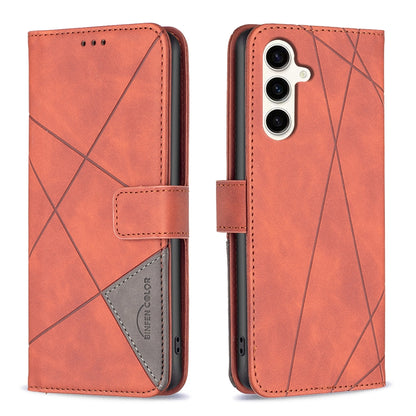 Samsung Galaxy S23 FE 5G Wallet Case – Rhombus Texture PU Leather, Magnetic Buckle, Card Slots, Stand Function, Shockproof Protective Cover