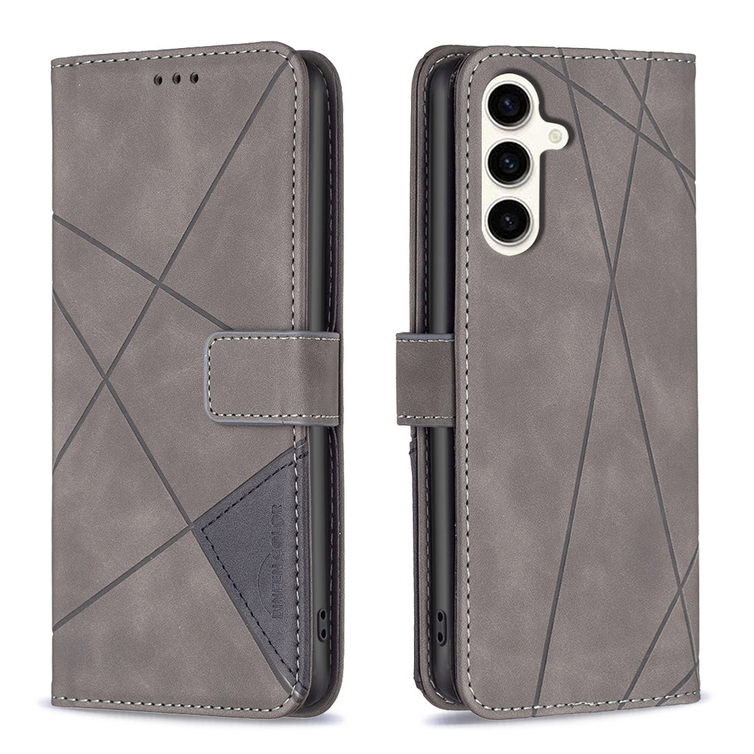 Samsung Galaxy S23 FE 5G Wallet Case – Rhombus Texture PU Leather, Magnetic Buckle, Card Slots, Stand Function, Shockproof Protective Cover
