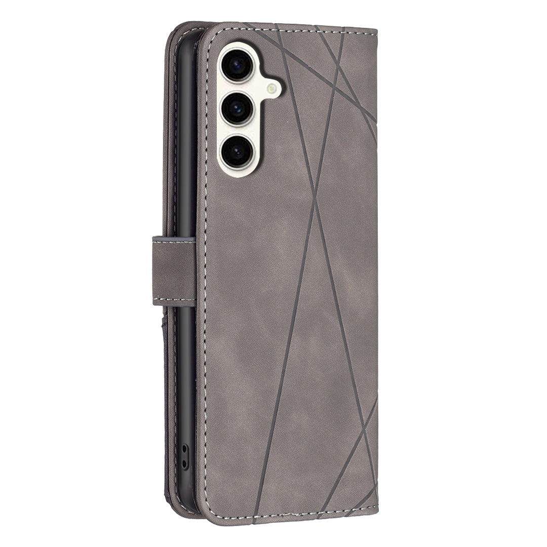 Samsung Galaxy S23 FE 5G Wallet Case – Rhombus Texture PU Leather, Magnetic Buckle, Card Slots, Stand Function, Shockproof Protective Cover