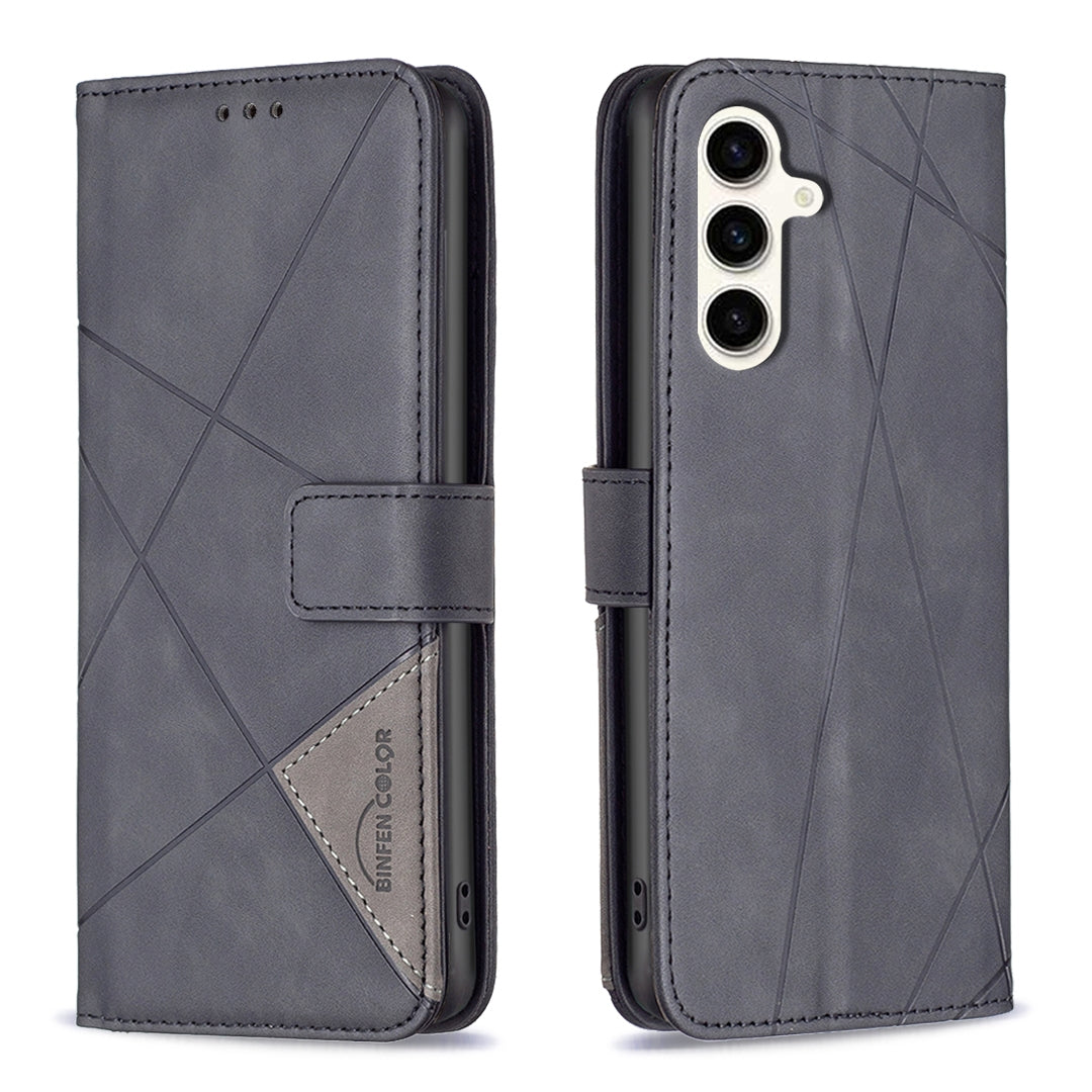 Samsung Galaxy S23 FE 5G Wallet Case – Rhombus Texture PU Leather, Magnetic Buckle, Card Slots, Stand Function, Shockproof Protective Cover