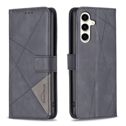Samsung Galaxy S23 FE 5G Wallet Case – Rhombus Texture PU Leather, Magnetic Buckle, Card Slots, Stand Function, Shockproof Protective Cover