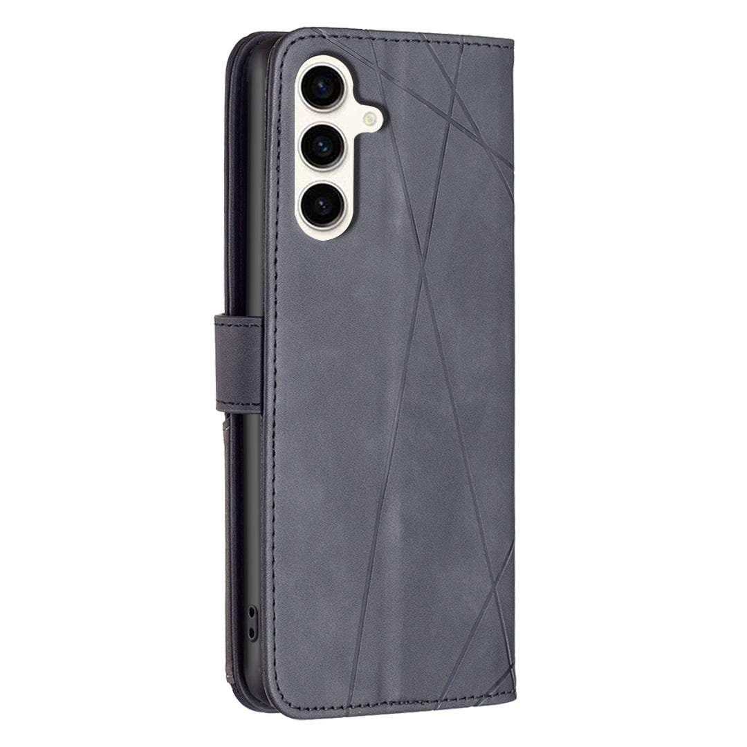 Samsung Galaxy S23 FE 5G Wallet Case – Rhombus Texture PU Leather, Magnetic Buckle, Card Slots, Stand Function, Shockproof Protective Cover