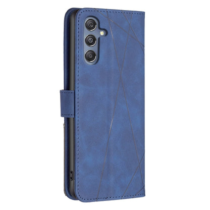 Samsung Galaxy M34 5G Wallet Case – Rhombus Texture PU Leather, Magnetic Buckle, Card Slots, Stand Function, Shockproof Protective Cover
