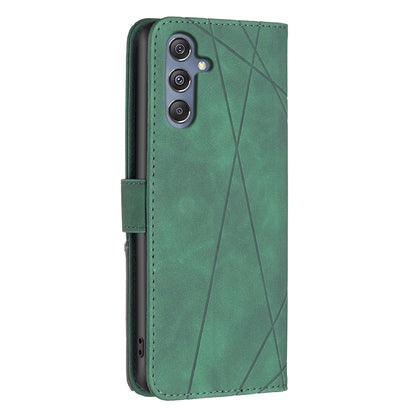 Samsung Galaxy M34 5G Wallet Case – Rhombus Texture PU Leather, Magnetic Buckle, Card Slots, Stand Function, Shockproof Protective Cover