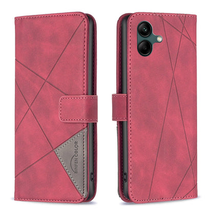 Samsung Galaxy A05 Wallet Case – Rhombus Texture PU Leather, Magnetic Buckle, Card Slots, Stand Function, Shockproof Protective Cover