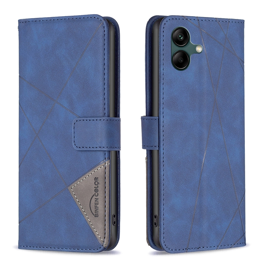 Samsung Galaxy A05 Wallet Case – Rhombus Texture PU Leather, Magnetic Buckle, Card Slots, Stand Function, Shockproof Protective Cover