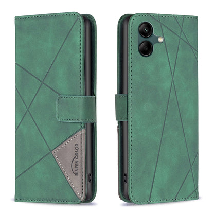 Samsung Galaxy A05 Wallet Case – Rhombus Texture PU Leather, Magnetic Buckle, Card Slots, Stand Function, Shockproof Protective Cover
