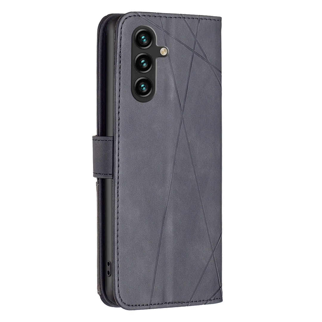 Samsung Galaxy A05s Wallet Case – Rhombus Texture PU Leather, Magnetic Buckle, Card Slots, Stand Function, Shockproof Protective Cover