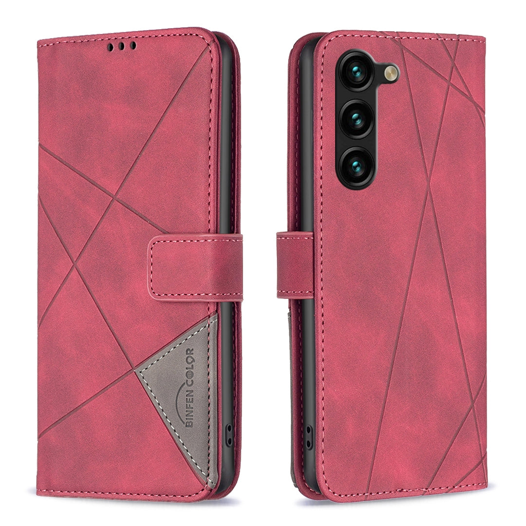 Samsung Galaxy S24+ 5G Wallet Case – Rhombus Texture PU Leather, Magnetic Buckle, Card Slots, Stand Function, Shockproof Protective Cover