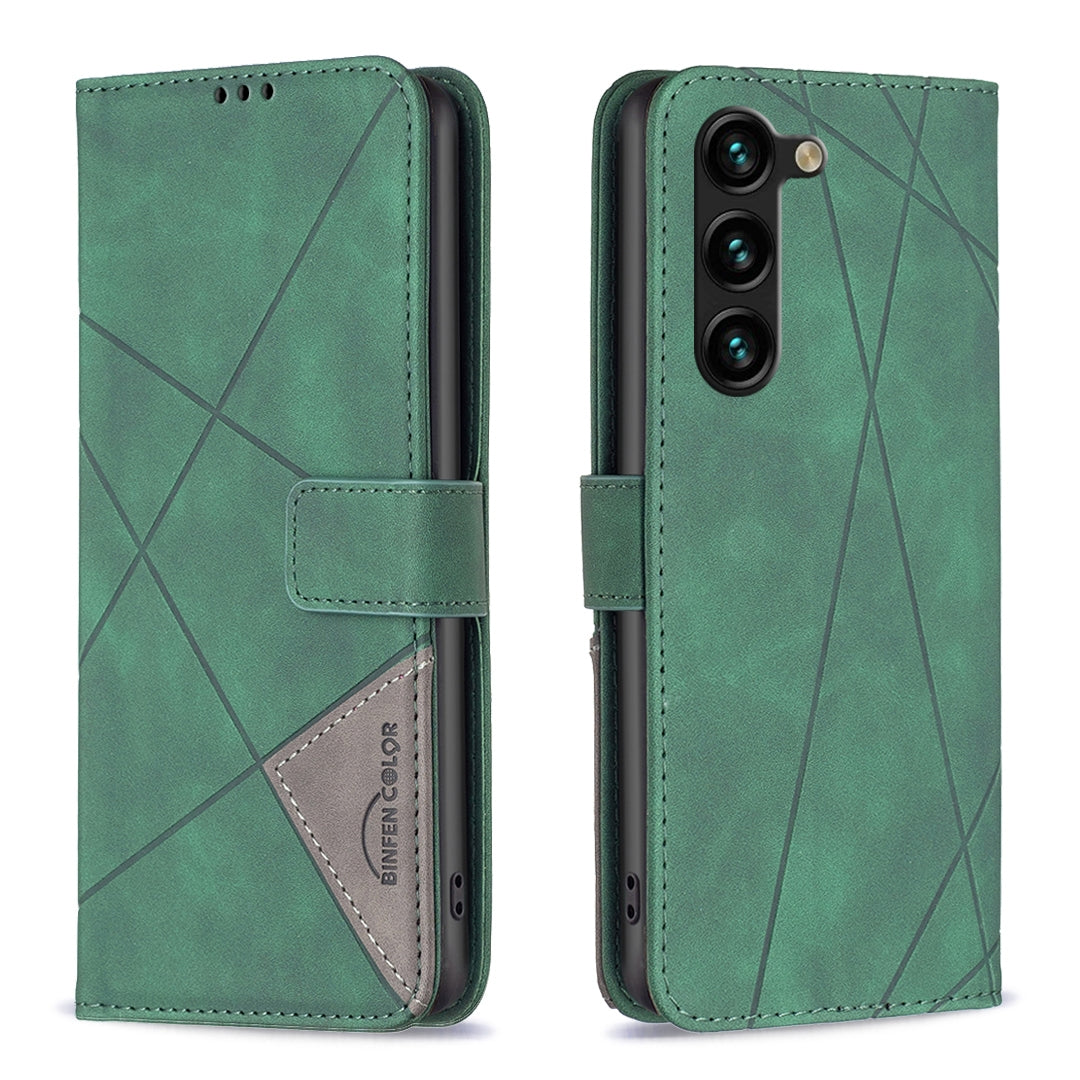 Samsung Galaxy S24+ 5G Wallet Case – Rhombus Texture PU Leather, Magnetic Buckle, Card Slots, Stand Function, Shockproof Protective Cover
