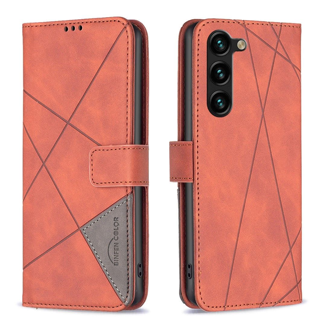 Samsung Galaxy S24+ 5G Wallet Case – Rhombus Texture PU Leather, Magnetic Buckle, Card Slots, Stand Function, Shockproof Protective Cover