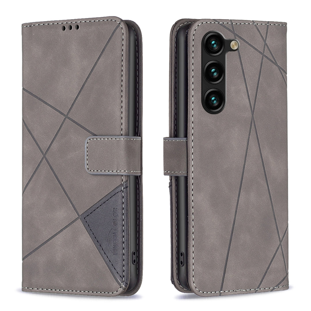 Samsung Galaxy S24+ 5G Wallet Case – Rhombus Texture PU Leather, Magnetic Buckle, Card Slots, Stand Function, Shockproof Protective Cover