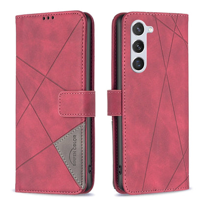 Samsung Galaxy S24 5G Wallet Case – Rhombus Texture PU Leather, Magnetic Buckle, Card Slots, Stand Function, Shockproof Protective Cover