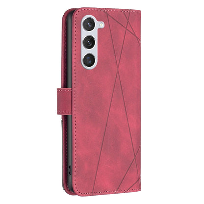 Samsung Galaxy S24 5G Wallet Case – Rhombus Texture PU Leather, Magnetic Buckle, Card Slots, Stand Function, Shockproof Protective Cover