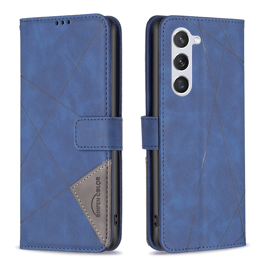 Samsung Galaxy S24 5G Wallet Case – Rhombus Texture PU Leather, Magnetic Buckle, Card Slots, Stand Function, Shockproof Protective Cover