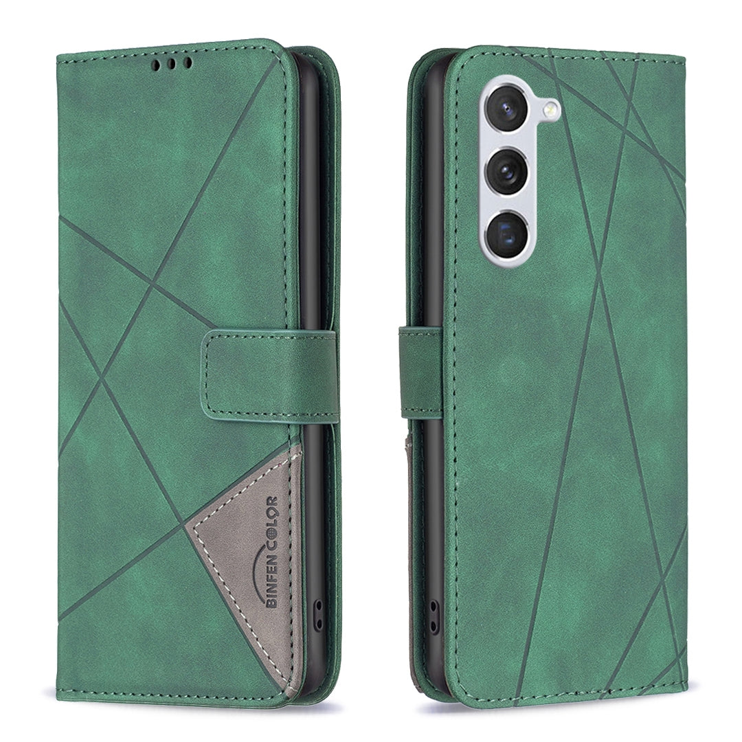 Samsung Galaxy S24 5G Wallet Case – Rhombus Texture PU Leather, Magnetic Buckle, Card Slots, Stand Function, Shockproof Protective Cover