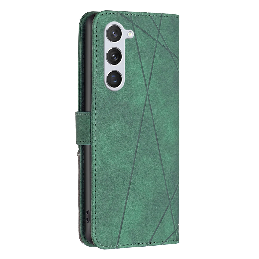 Samsung Galaxy S24 5G Wallet Case – Rhombus Texture PU Leather, Magnetic Buckle, Card Slots, Stand Function, Shockproof Protective Cover